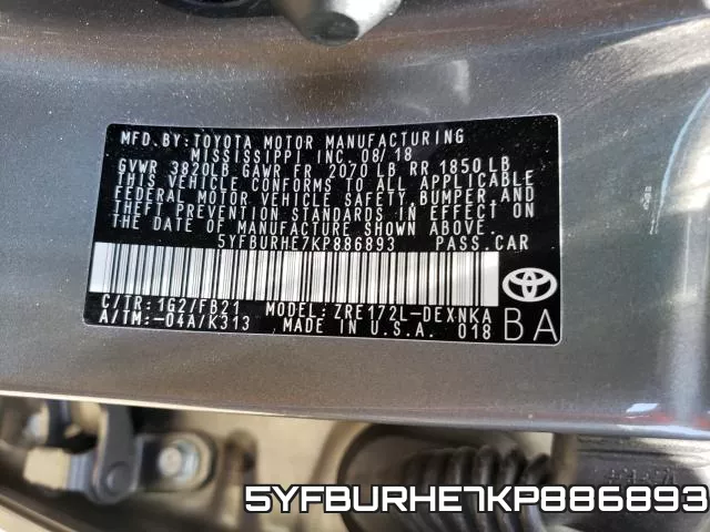5YFBURHE7KP886893 фото 2