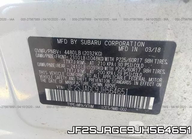 JF2SJAGC9JH564651 фото 10