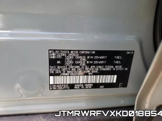 JTMRWRFVXKD018854 фото 2