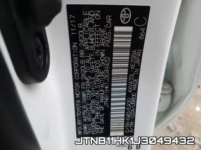 JTNB11HK1J3049432 фото 2
