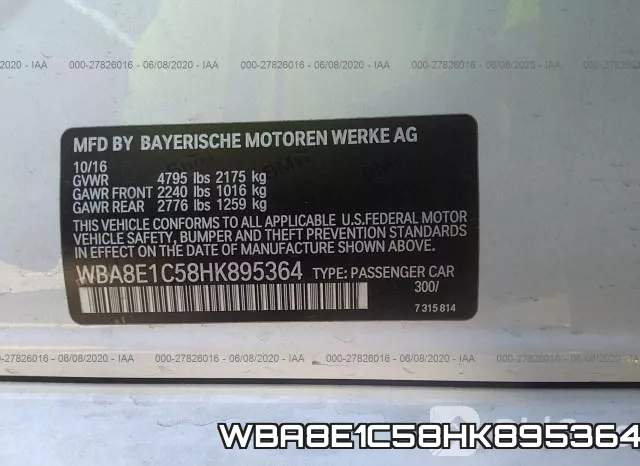 WBA8E1C58HK895364 фото 10
