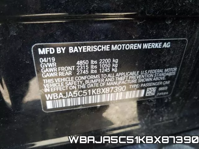 WBAJA5C51KBX87390 фото 2