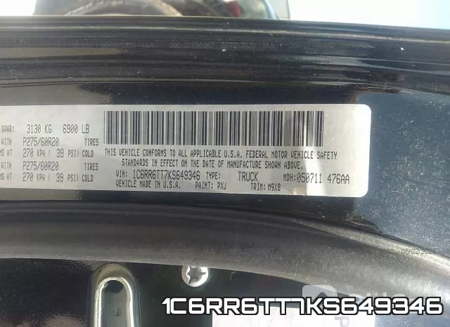 1C6RR6TT7KS649346 фото 10
