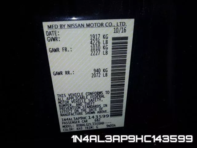1N4AL3AP9HC143599 фото 2