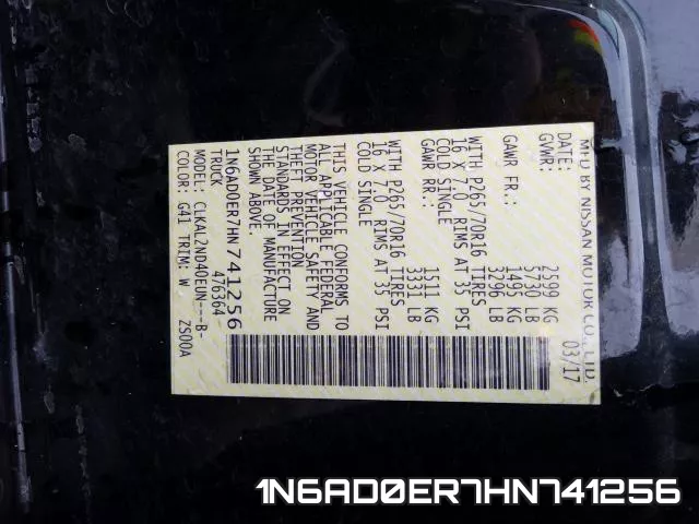 1N6AD0ER7HN741256 фото 2