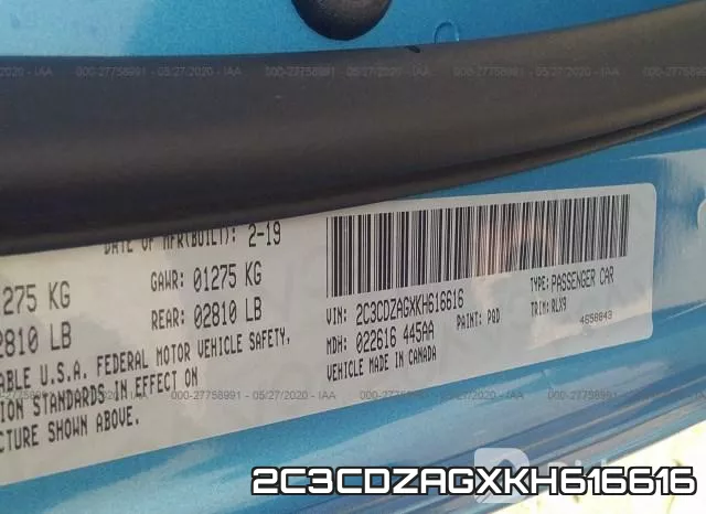 2C3CDZAGXKH616616 фото 10