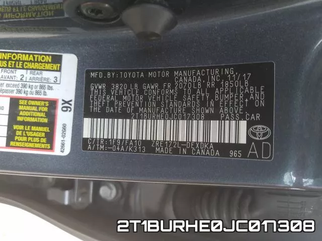 2T1BURHE0JC017308 фото 2