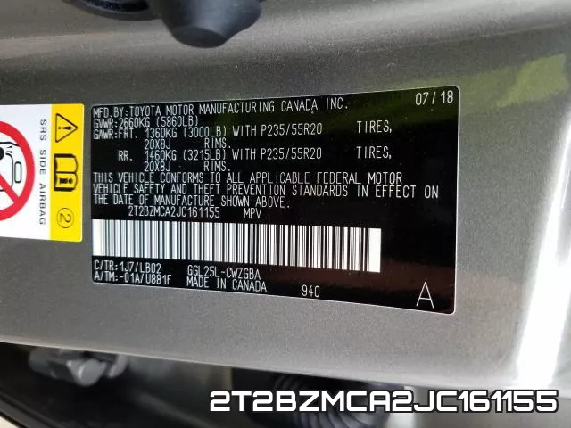2T2BZMCA2JC161155 фото 2