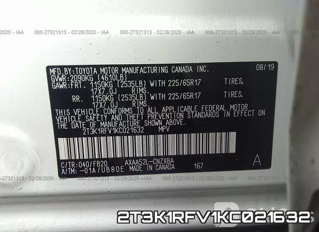 2T3K1RFV1KC021632 фото 10