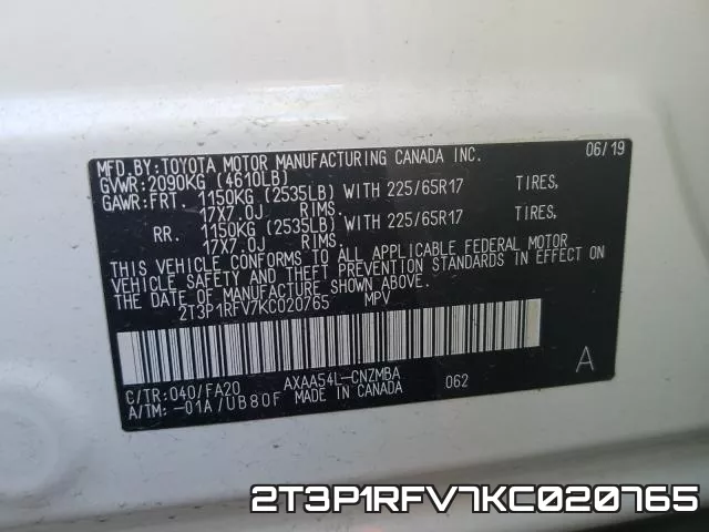 2T3P1RFV7KC020765 фото 2