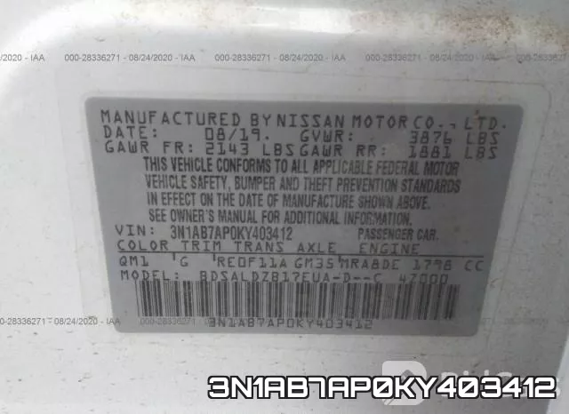 3N1AB7AP0KY403412 фото 10