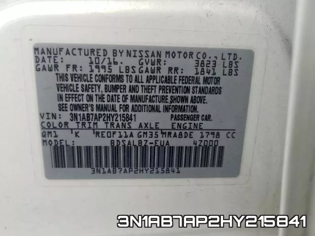 3N1AB7AP2HY215841 фото 2