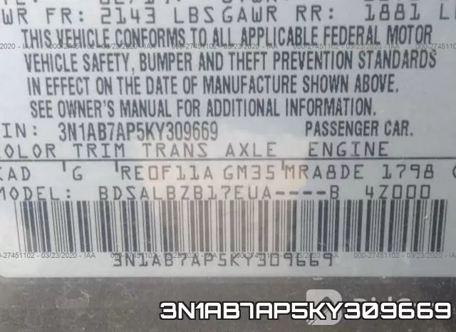 3N1AB7AP5KY309669 фото 10