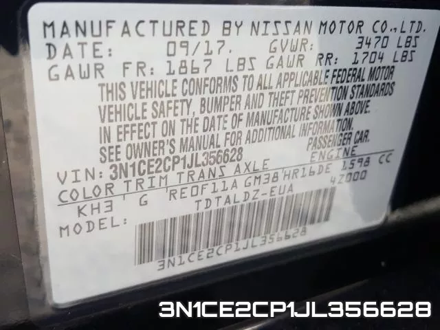 3N1CE2CP1JL356628 фото 2