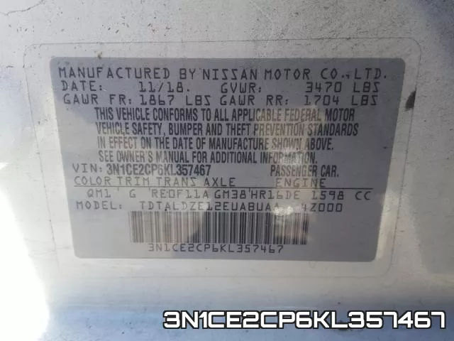 3N1CE2CP6KL357467 фото 2