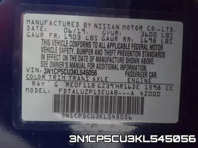 3N1CP5CU3KL545056 фото 2
