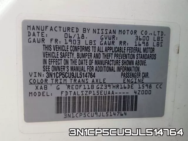 3N1CP5CU9JL514764 фото 2