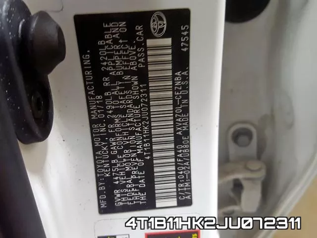 4T1B11HK2JU072311 фото 2
