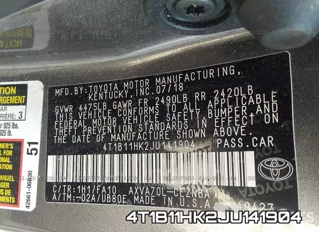 4T1B11HK2JU141904 фото 10