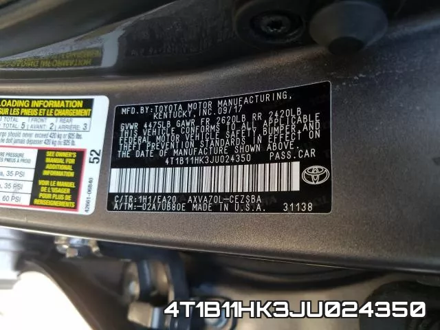 4T1B11HK3JU024350 фото 2