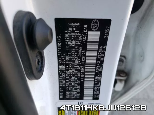 4T1B11HK8JU126128 фото 2