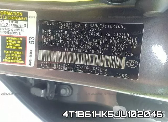 4T1B61HK5JU102046 фото 10