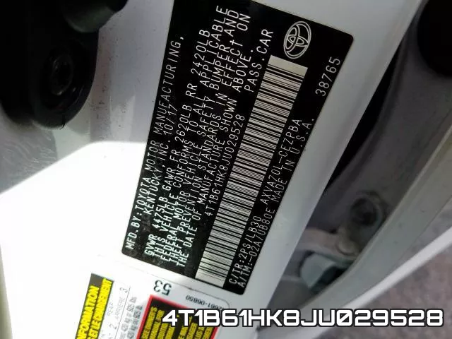 4T1B61HK8JU029528 фото 2