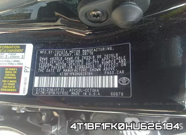 4T1BF1FK0HU626184 фото 10