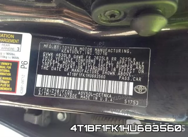 4T1BF1FK1HU683560 фото 10