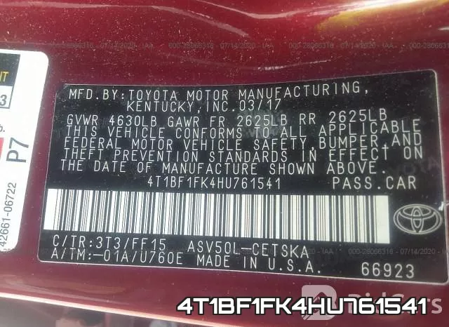 4T1BF1FK4HU761541 фото 9