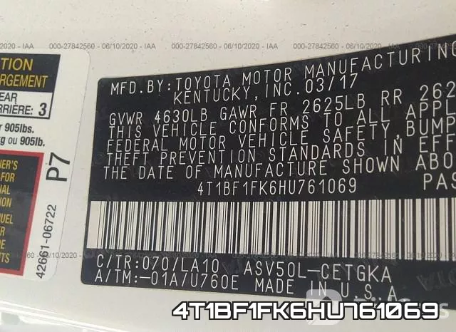 4T1BF1FK6HU761069 фото 9