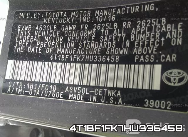 4T1BF1FK7HU336458 фото 10