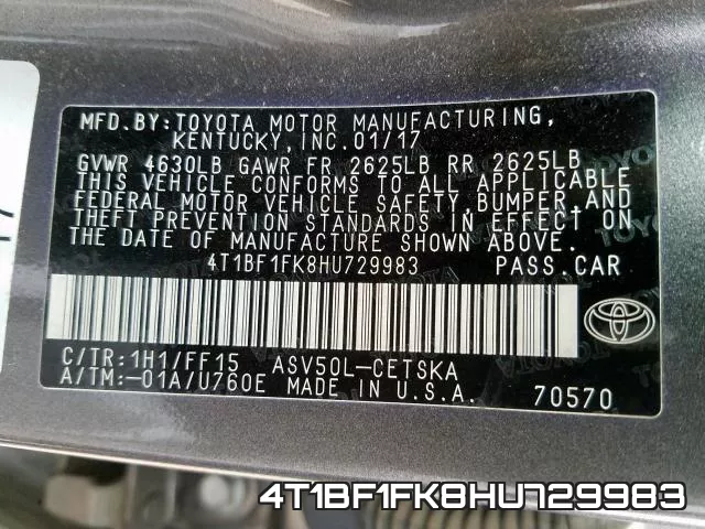 4T1BF1FK8HU729983 фото 2