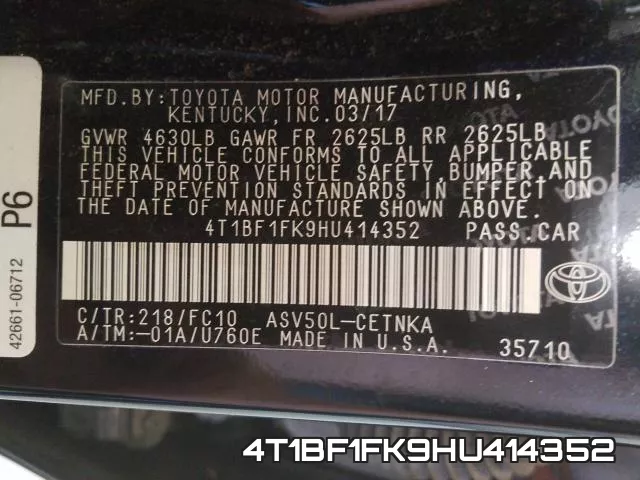 4T1BF1FK9HU414352 фото 2