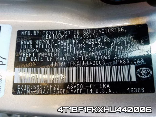 4T1BF1FKXHU440006 фото 2
