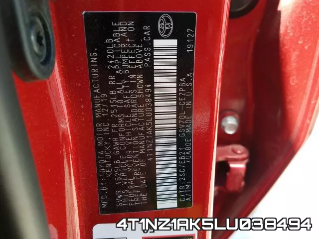 4T1NZ1AK5LU038494 фото 2