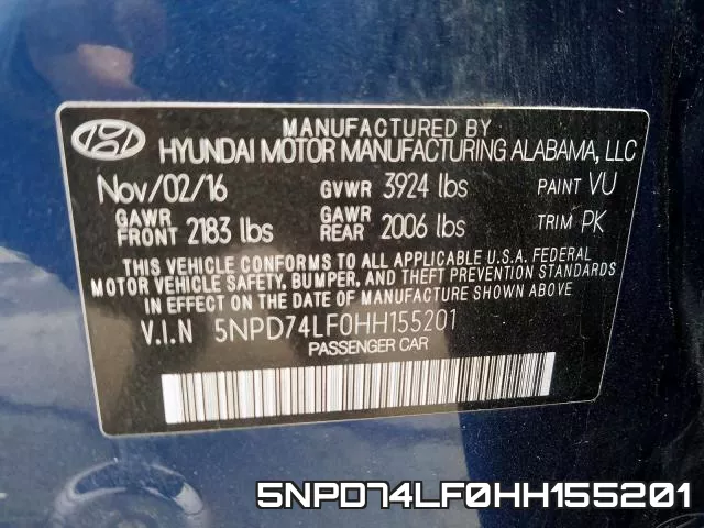 5NPD74LF0HH155201 фото 2