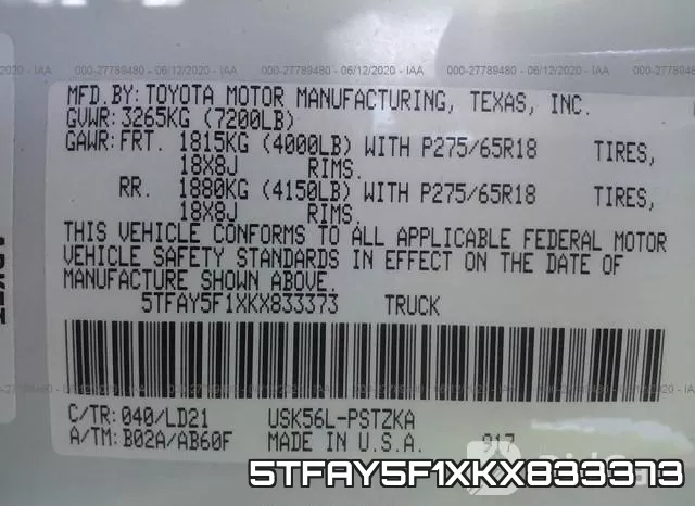 5TFAY5F1XKX833373 фото 10