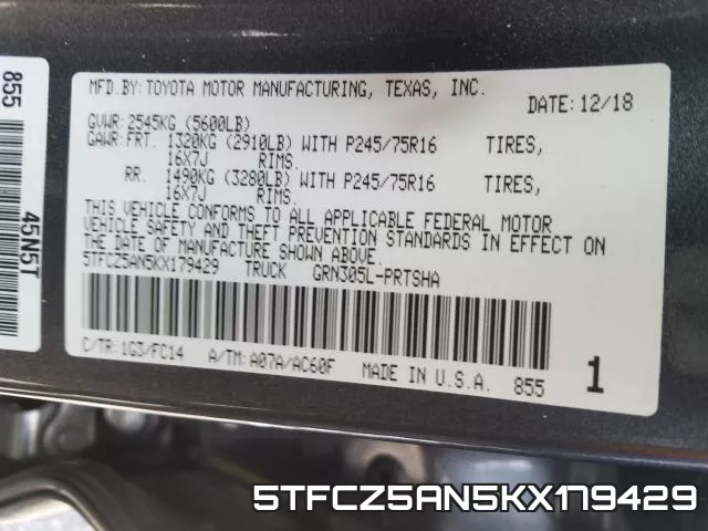 5TFCZ5AN5KX179429 фото 2