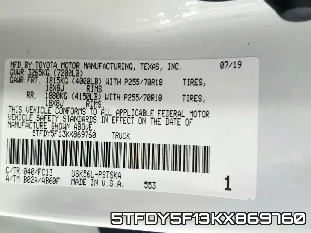 5TFDY5F13KX869760 фото 2