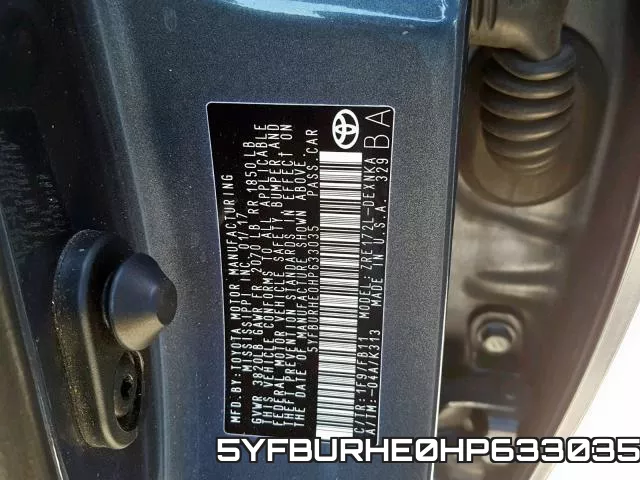 5YFBURHE0HP633035 фото 2