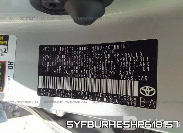 5YFBURHE5HP618157 фото 10