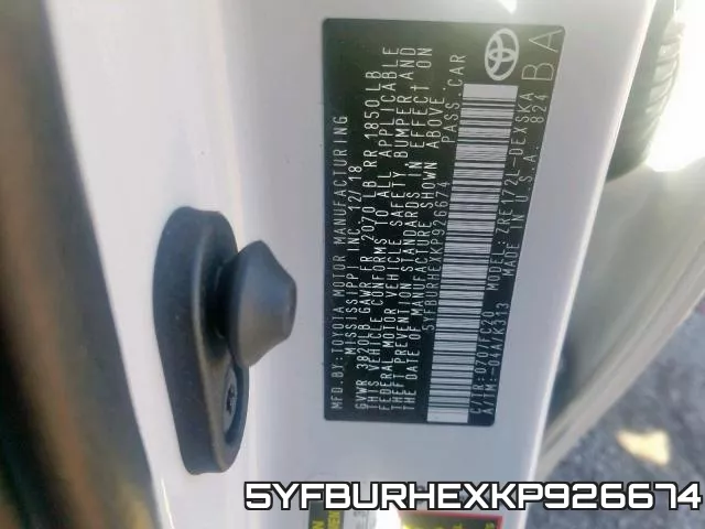 5YFBURHEXKP926674 фото 2