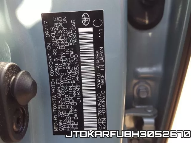 JTDKARFU8H3052670 фото 2