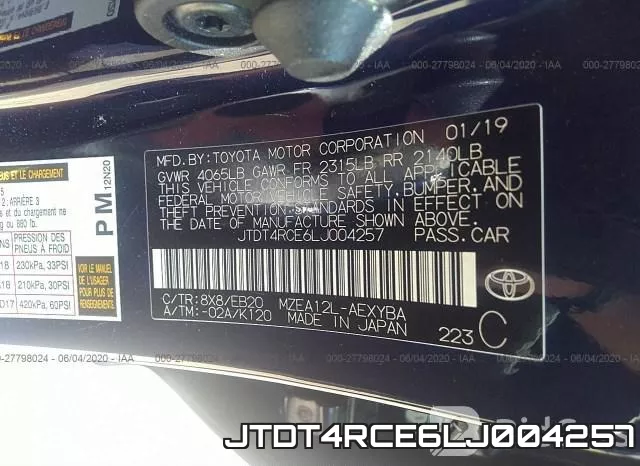 JTDT4RCE6LJ004257 фото 10