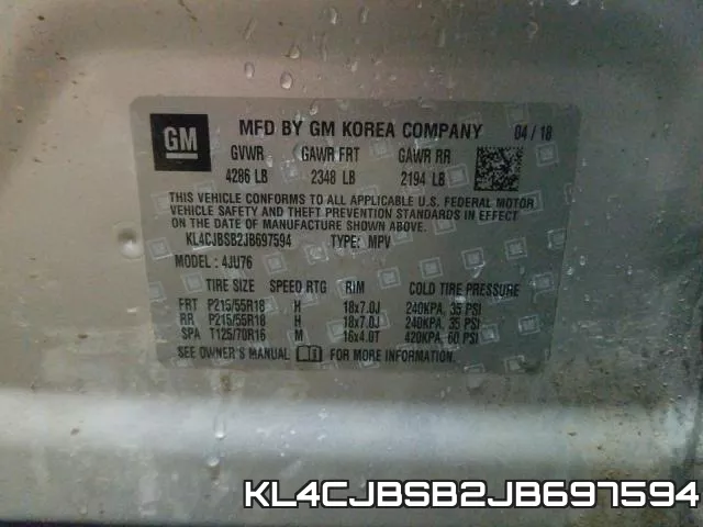 KL4CJBSB2JB697594 фото 2