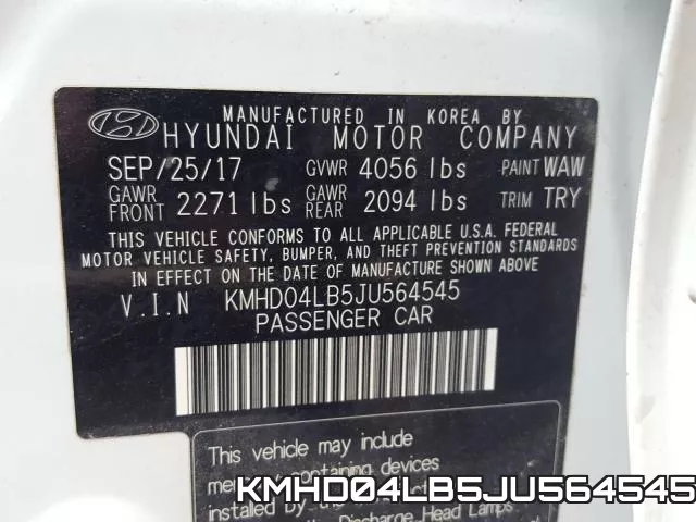 KMHD04LB5JU564545 фото 2