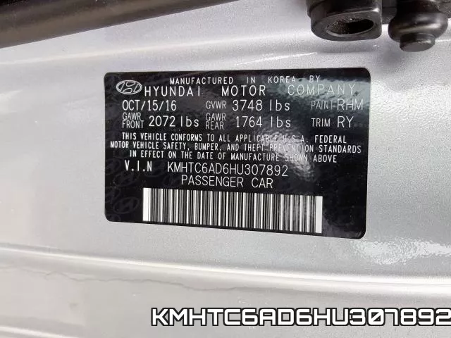 KMHTC6AD6HU307892 фото 2
