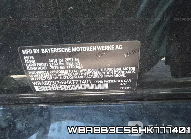 WBA8B3C56HK777401 фото 9