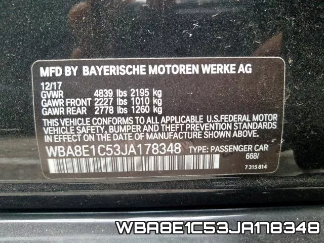 WBA8E1C53JA178348 фото 2